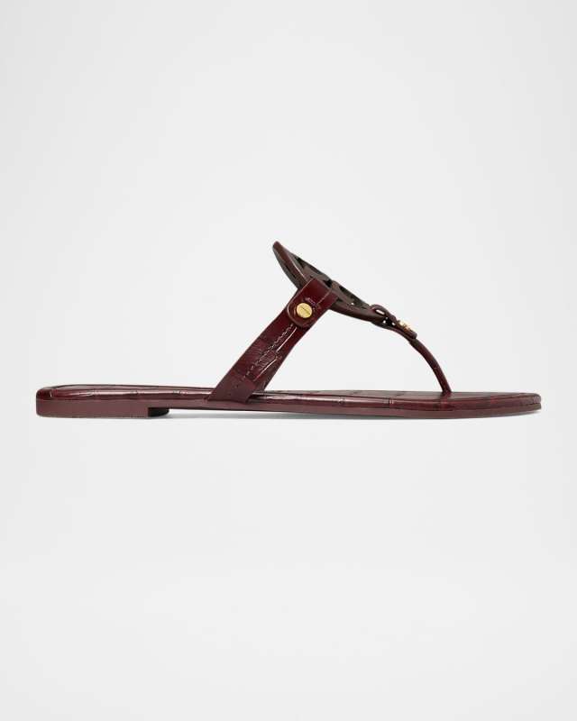 Miller Logo Croc-Embossed Thong Sandals